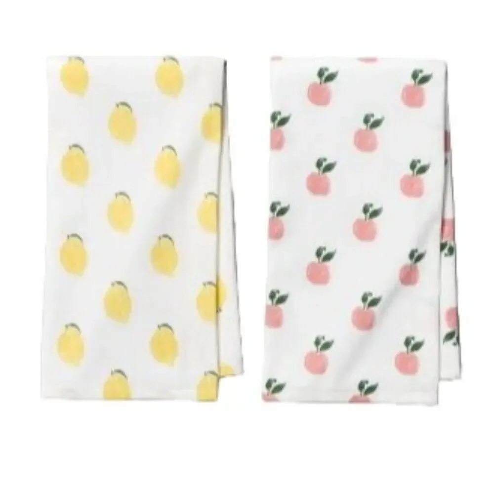 Opalhouse 2pk Multi Fruits Kitchen Towel Yellow/Peach Orange Yellow